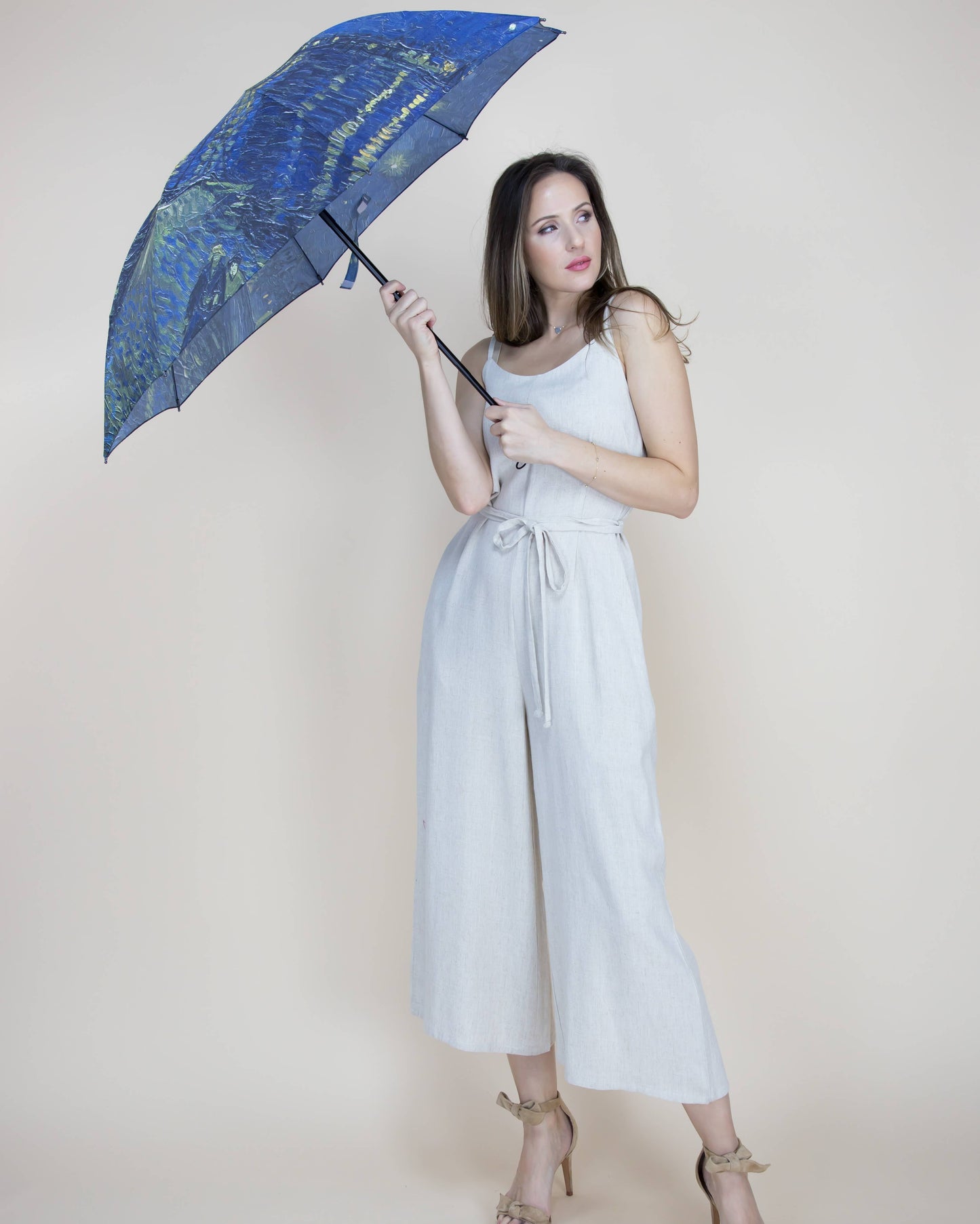 Starry Night Over The Rhone Umbrella