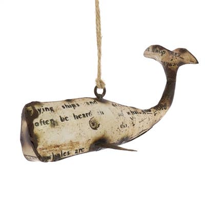 Reclaimed Whale Ornament - White