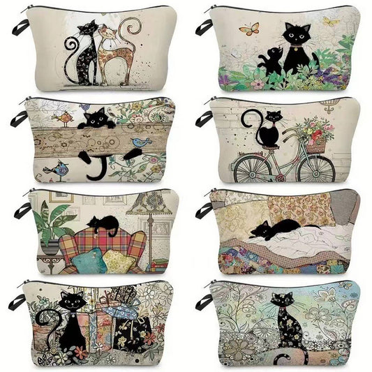 Retro cat creative cosmetic bag