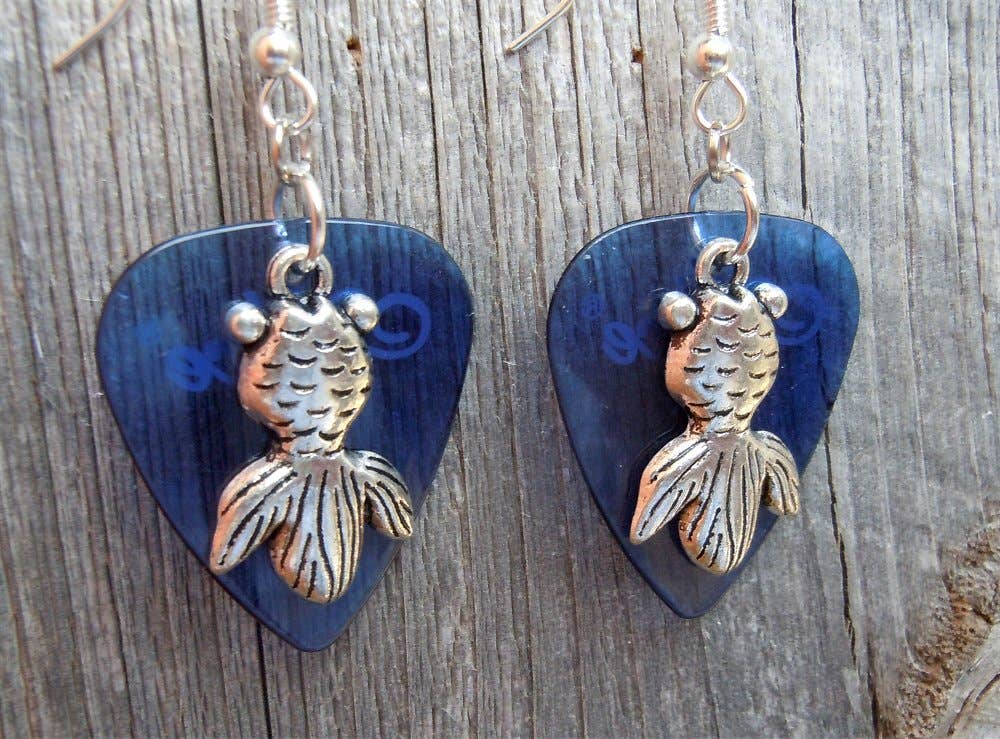 Goldfish Charm Guitar Pick Earrings