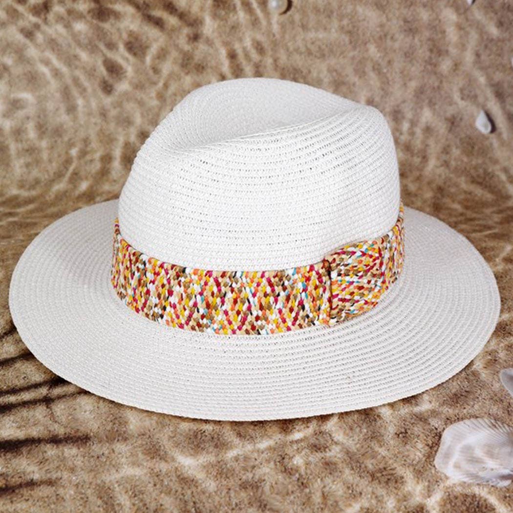 Multi color straw band hat