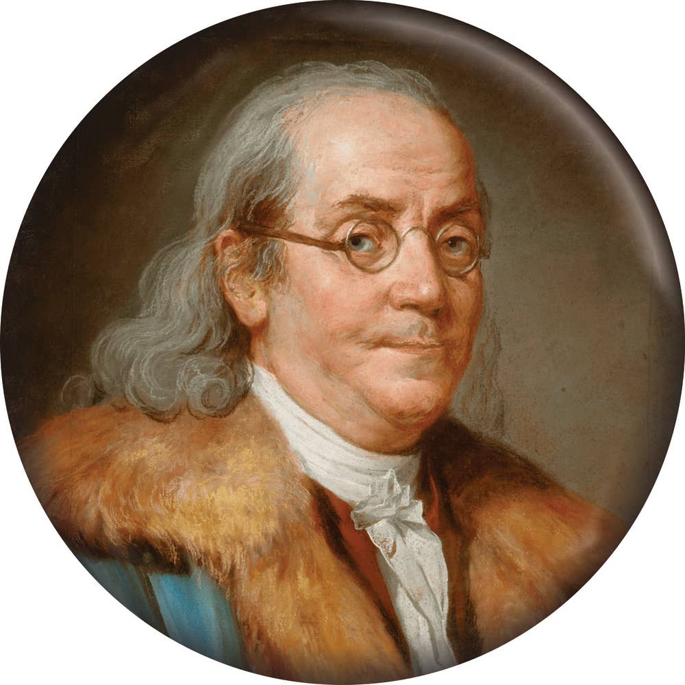 Pin-on Button - 1.5 Inch - Benjamin Franklin Portrait