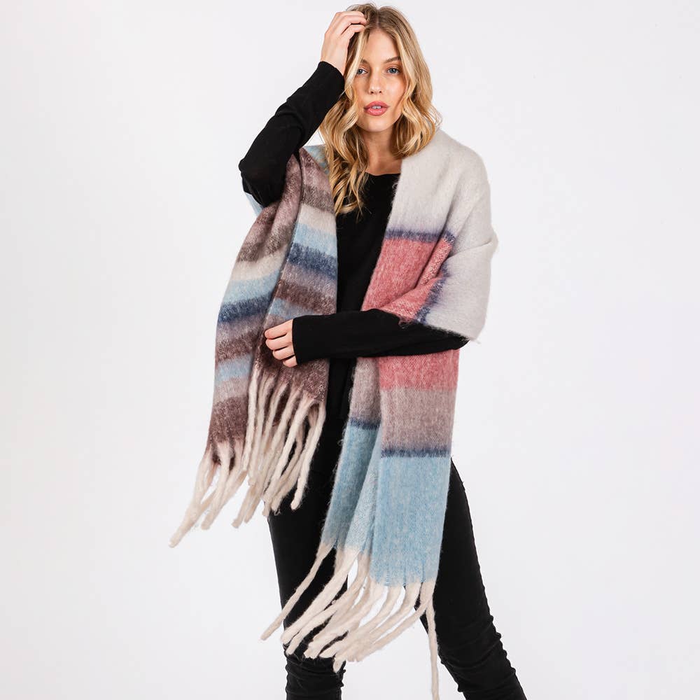 Brushed Multi Color Stripe Scarf