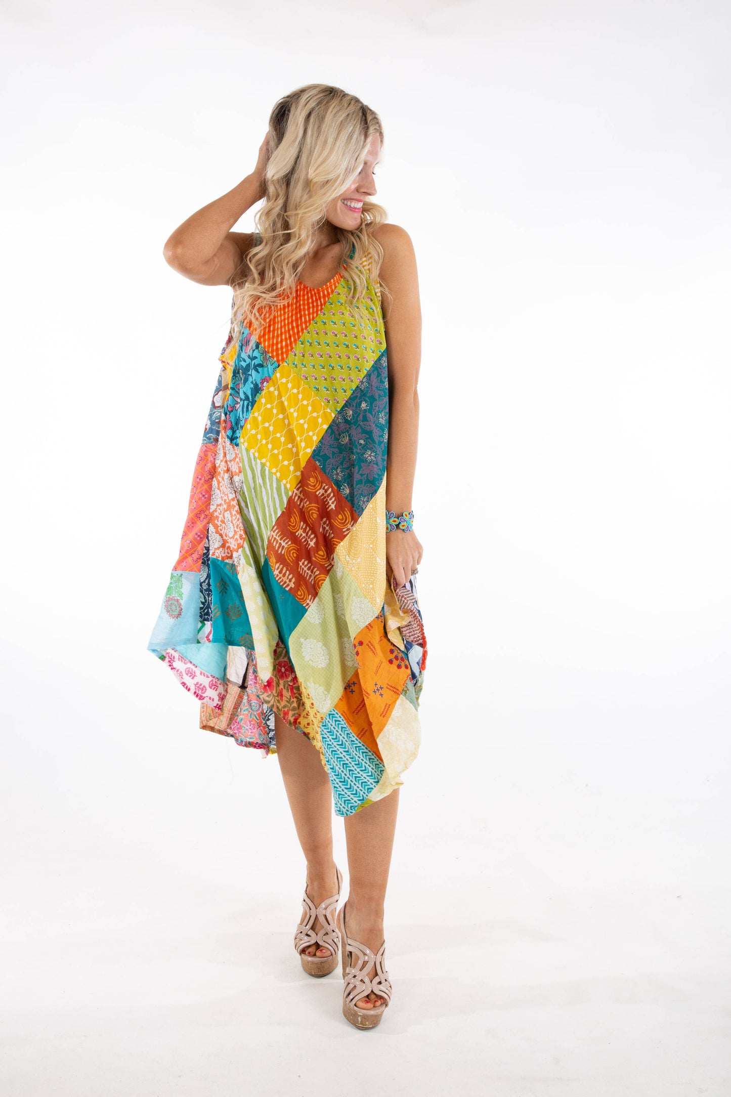 Sleeveless Patchwork Dress, Assorted Designs