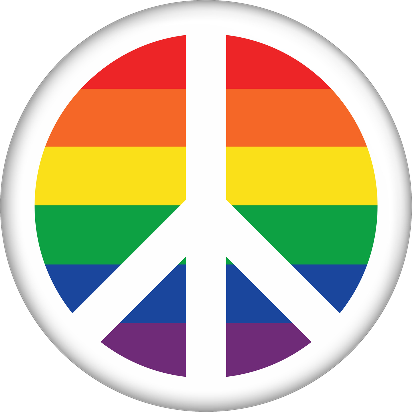 Pin-on Button - 2.25 Inch - Peace Sign - Pride - 2 Variants