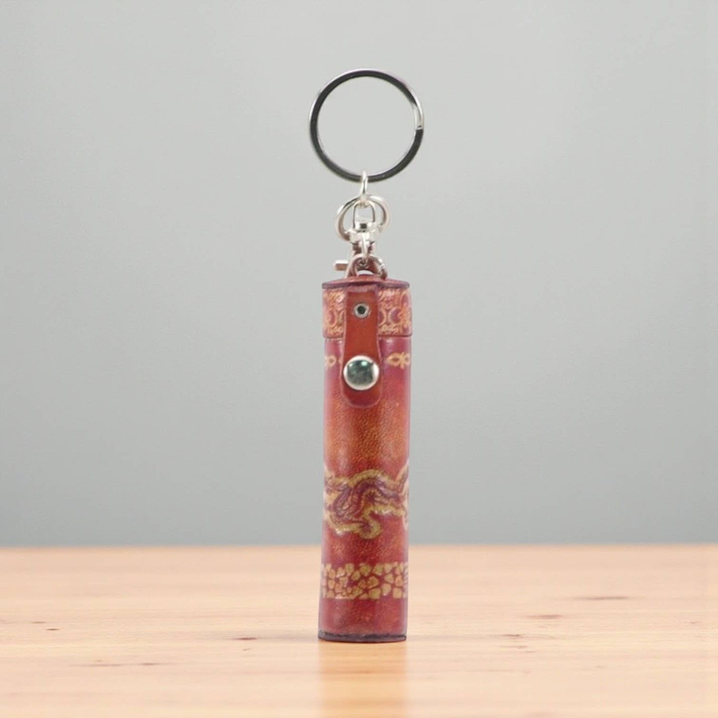 Handmade Leather Dragon Toothpick Holder Keychain C311-1