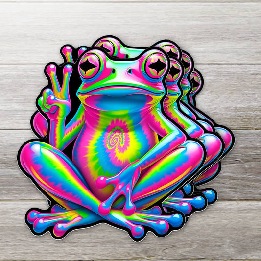 Vibrant Peace Frog Sticker