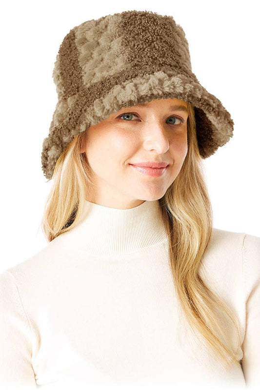 Two Tone Faux Fur Bucket Hat