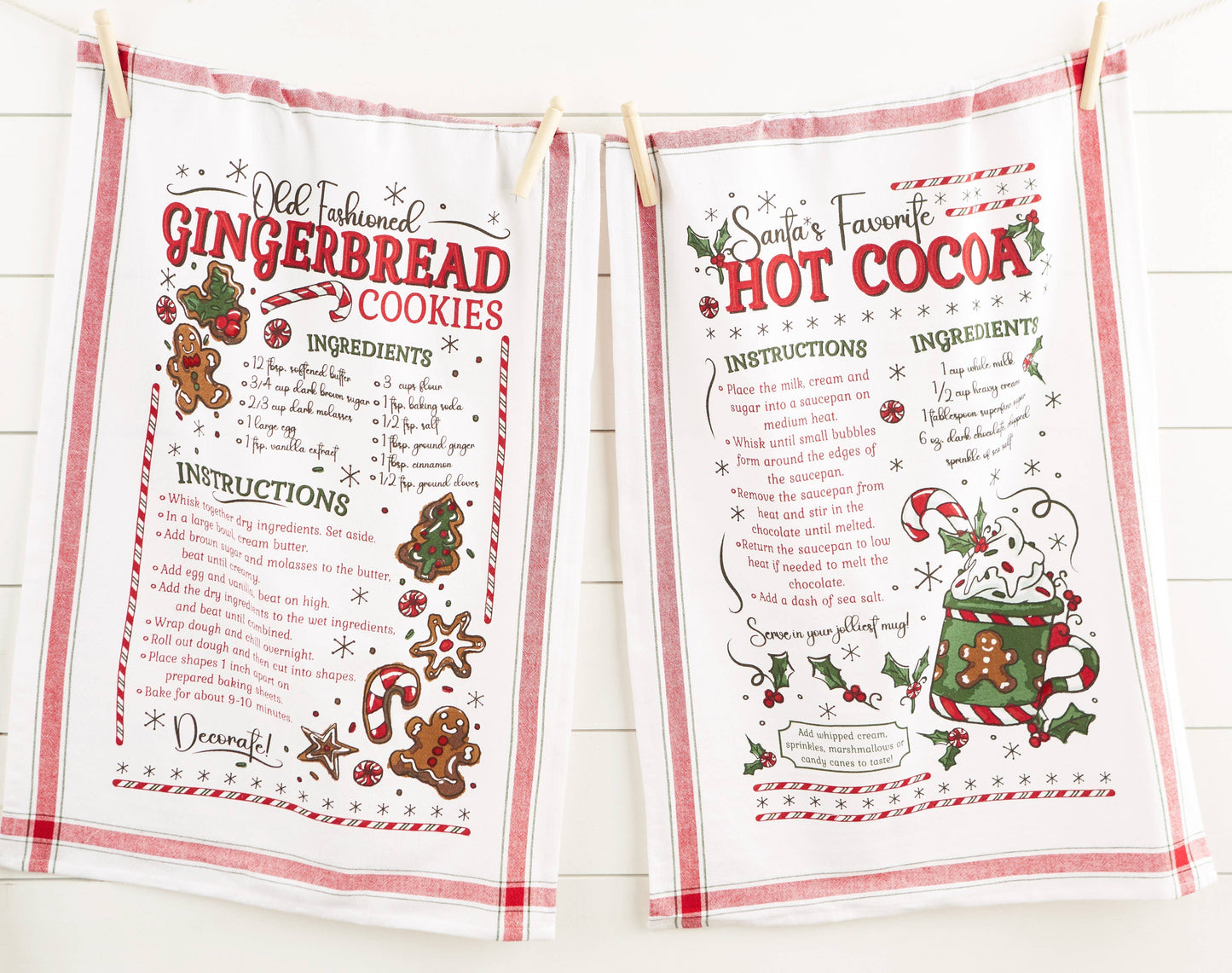 Hot Cocoa & Warm Gingerbread Cookies Printed Dishtowel