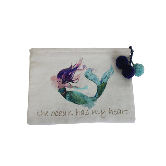 Mermaid Ocean Has My Heart Zip Top Pouch Bag