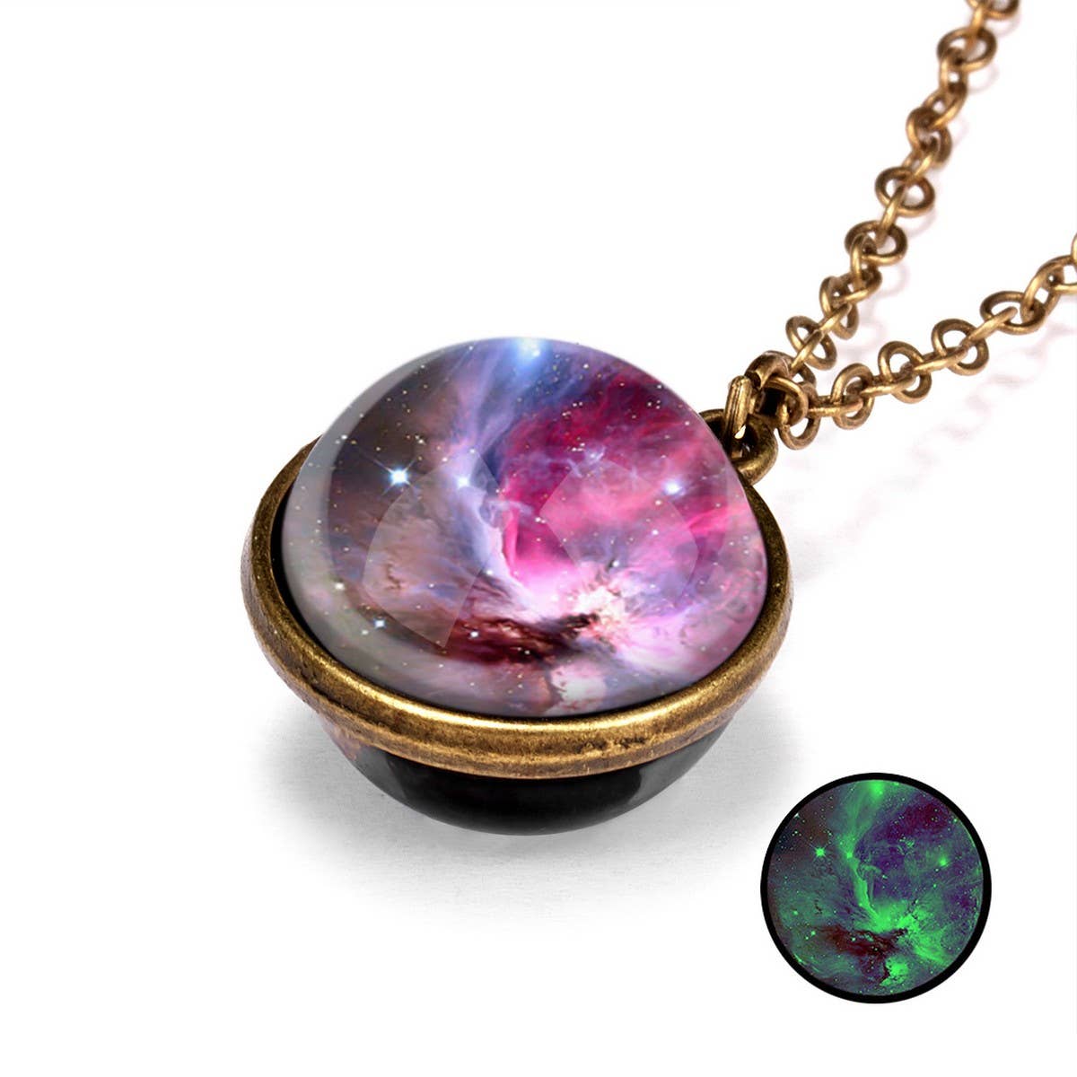 Double sided universe starry night necklace