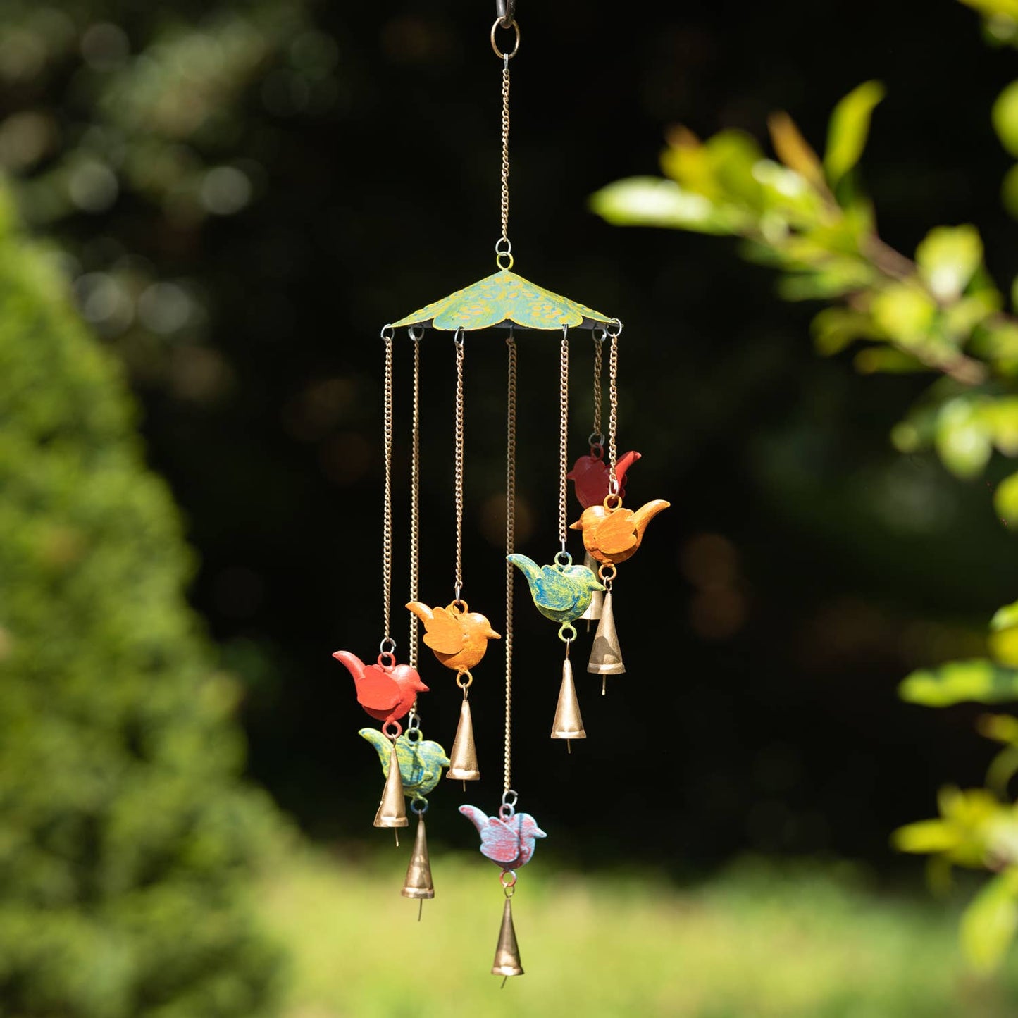 Colorful Metal Birds Hanging Garden Décor