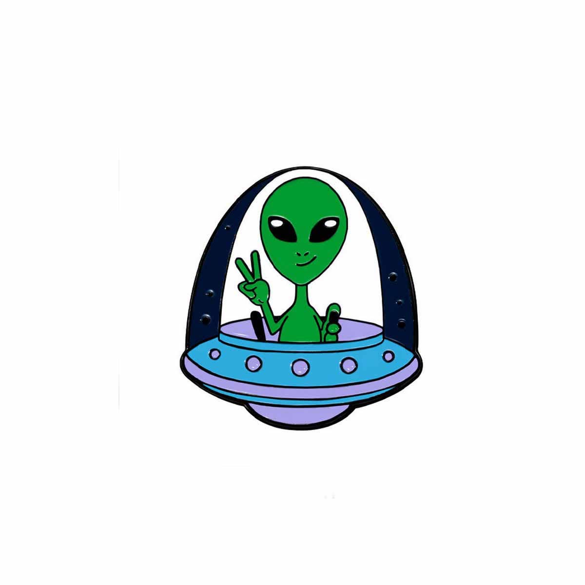 Alien spaceship brooch/pin