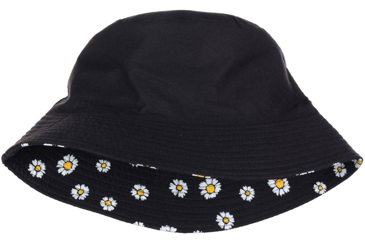 Black daisy bucket hat