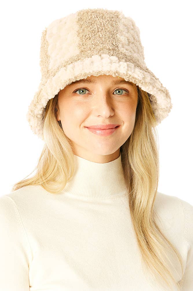 Two Tone Faux Fur Bucket Hat