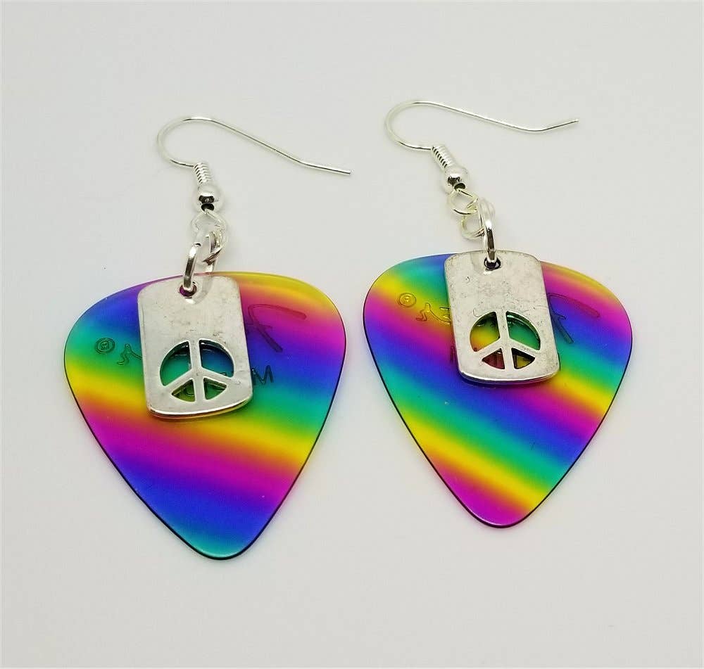 Small Peace Sign Cut Out Charm Earrings