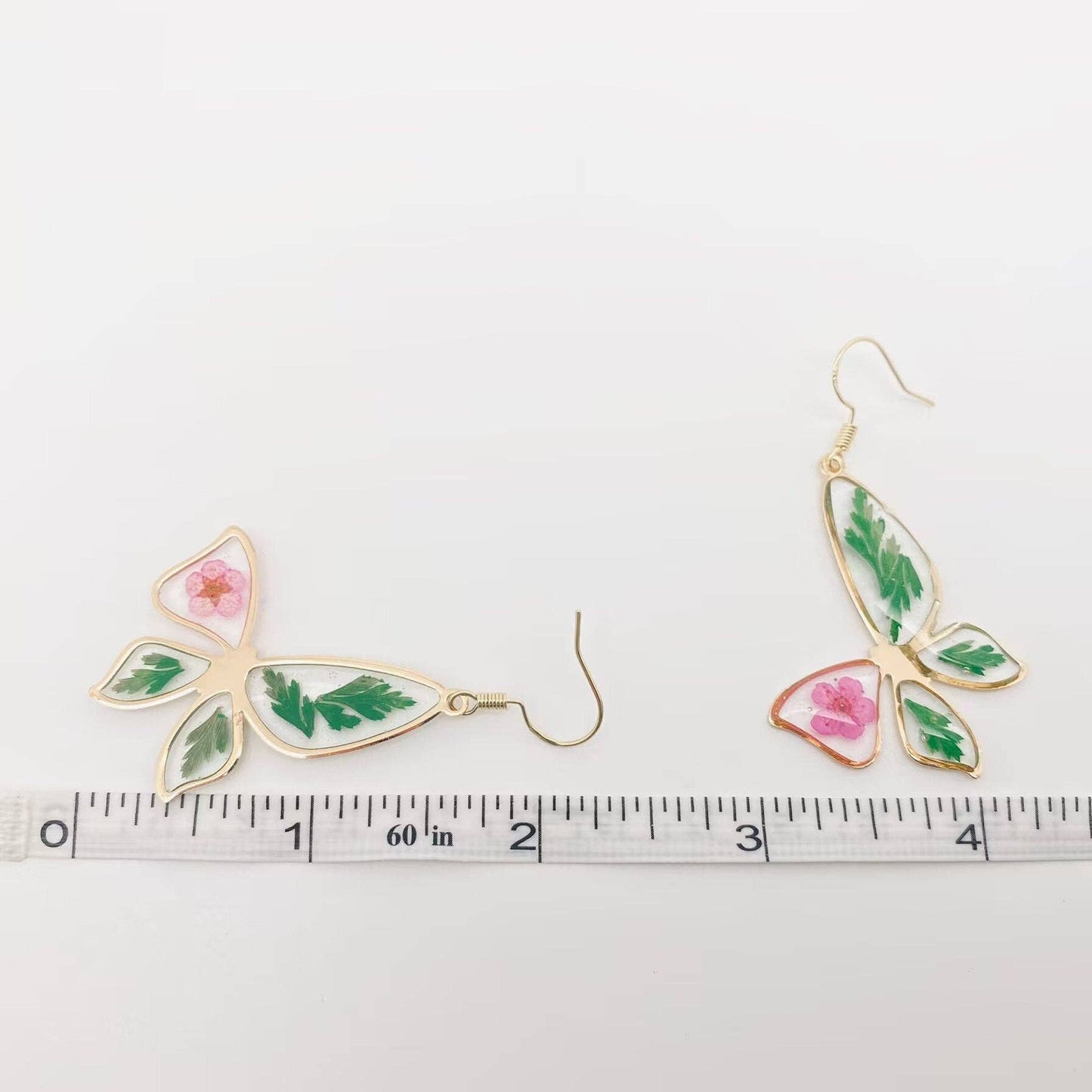 Narcissus and Leaves Butterfly Pressed Dried Flower Earrings