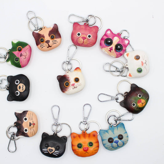 Assortment Leather Kitty Cat Key Chains