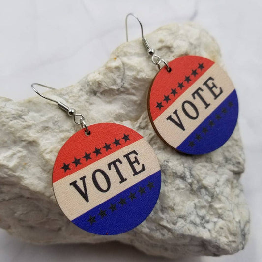 VOTE Patriotic Wood Earrings