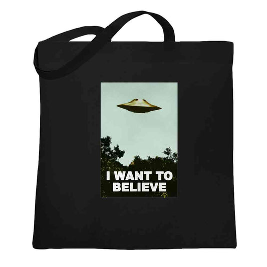 I Want To Believe UFO Aliens TV Retro Tote Bag