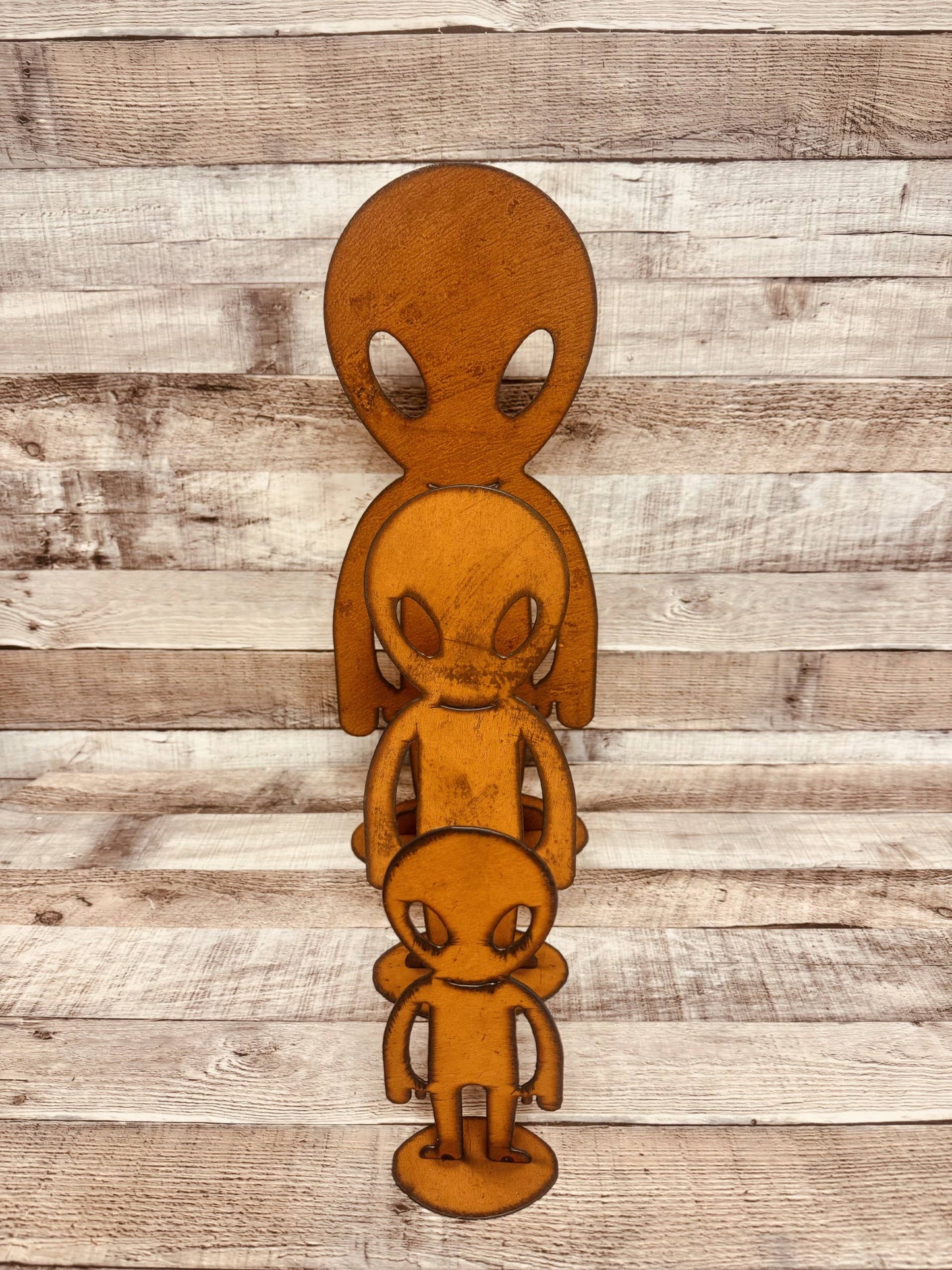 Alien Standing Yard Art Rustic Metal Garden Decor