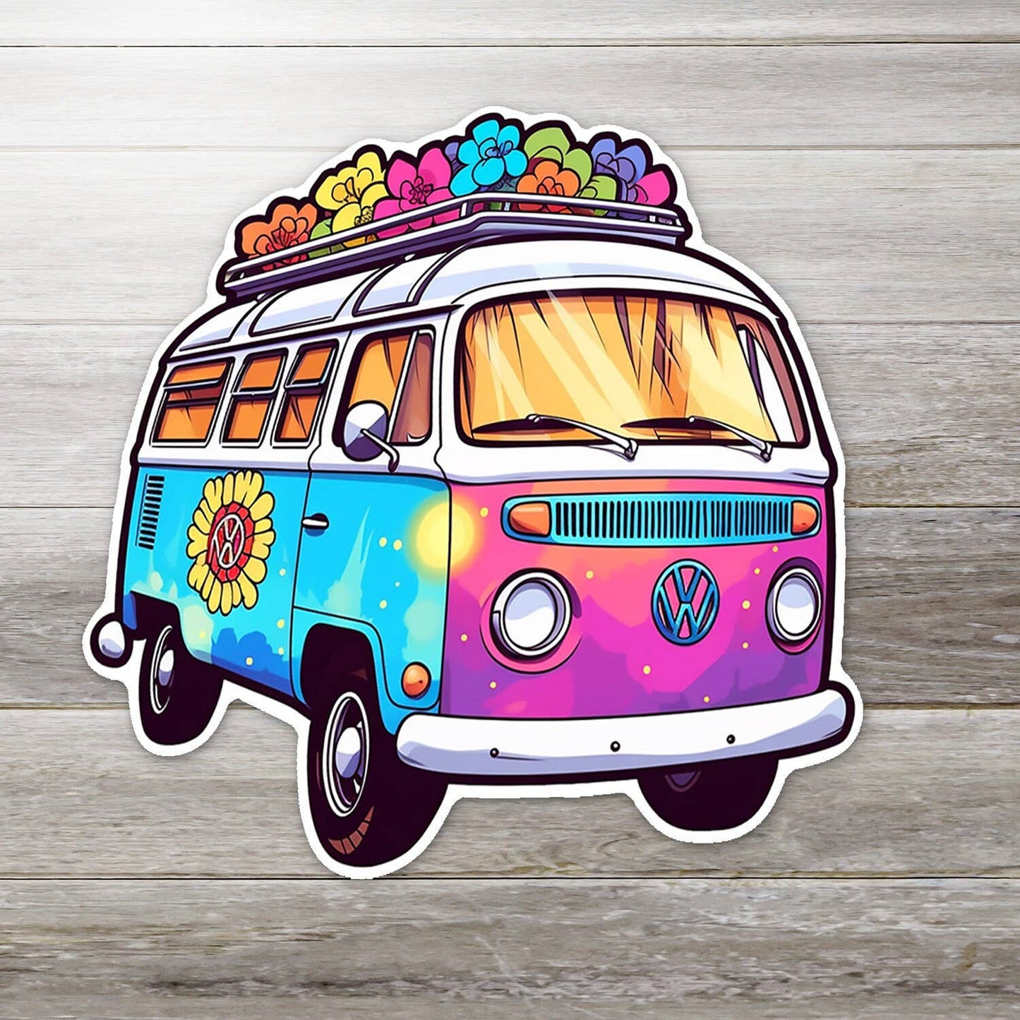 Flower Power VW Bus Sticker