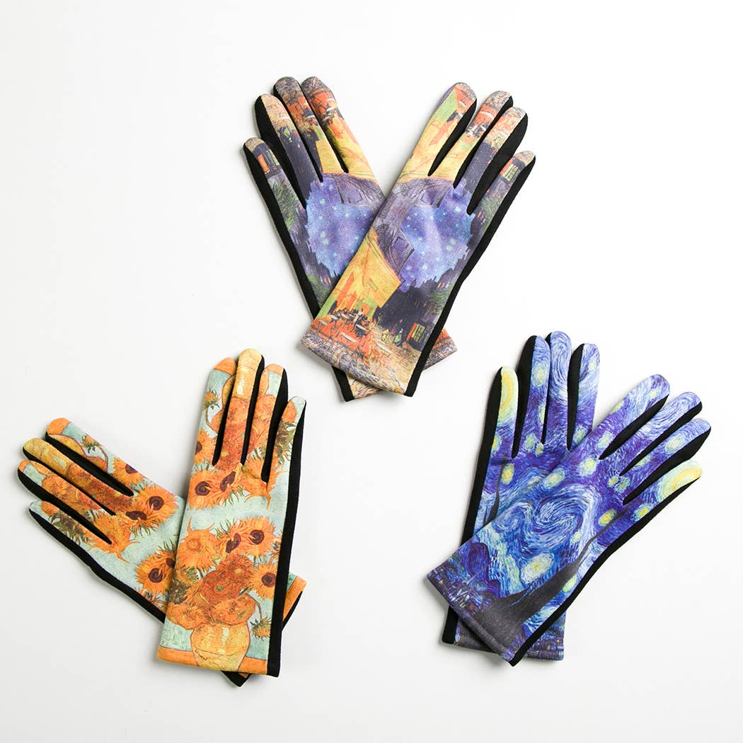 Women's Art Print Design Touch Gloves