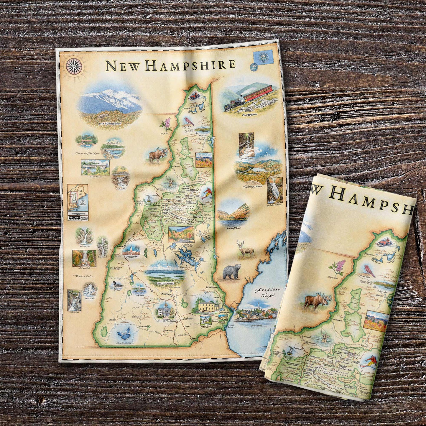 New Hampshire State Map Kitchen Towel