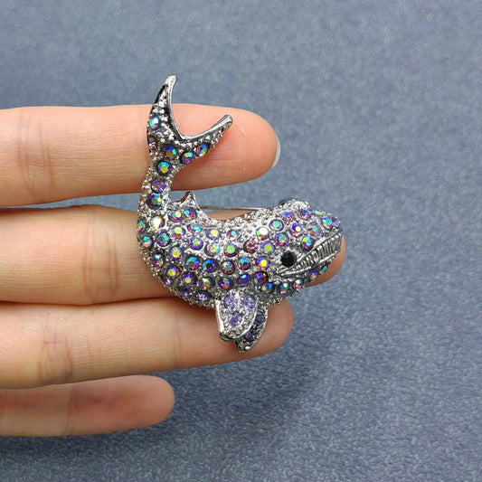 Rhinestone Whale Brooch