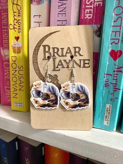 Books and Cats Themed Booklover Earrings