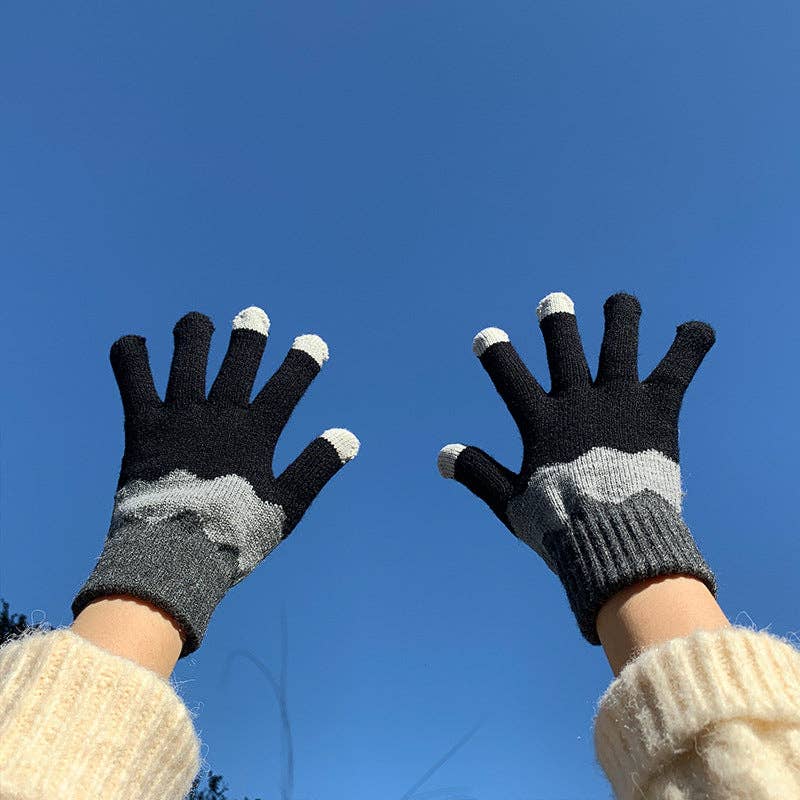 Knitting Patchwork Touch Screen Gloves