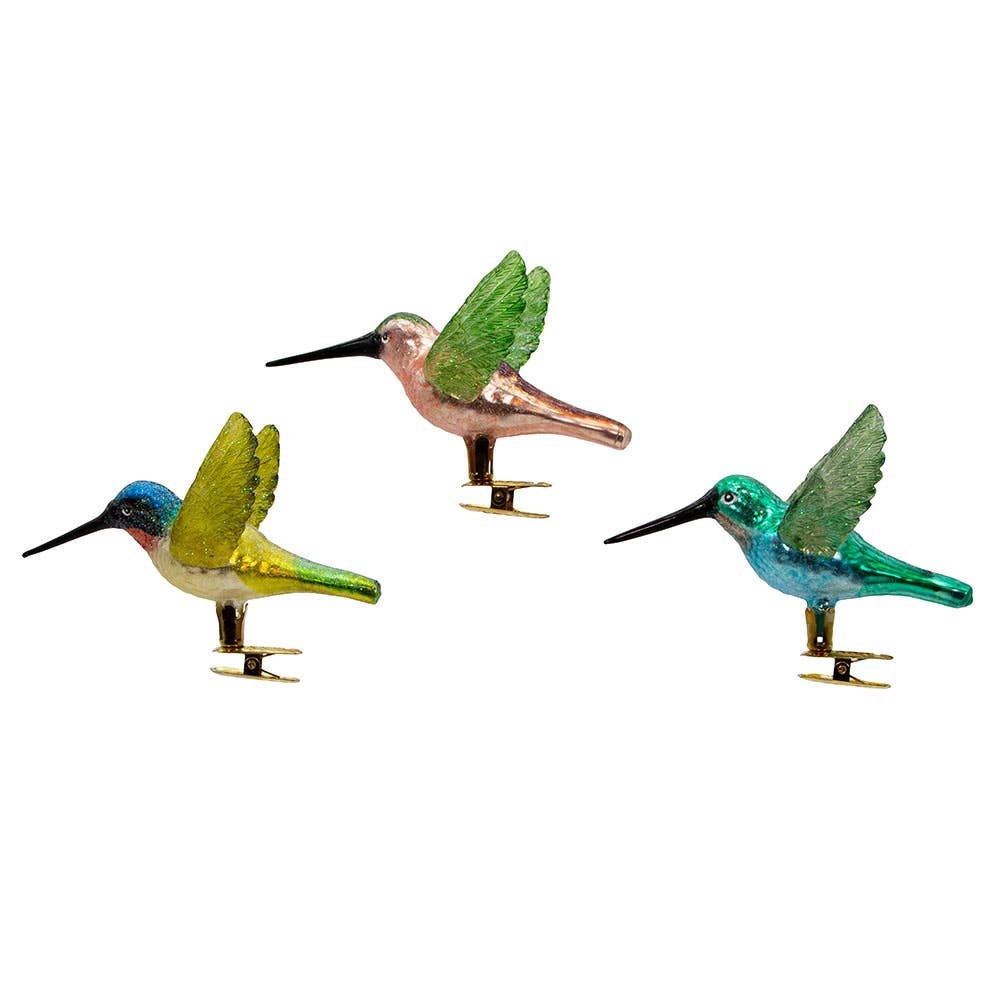 Glass Hummingbird clip on decoration