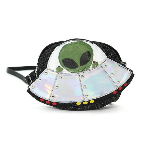 Alien on a Spaceship Crossbody Bag