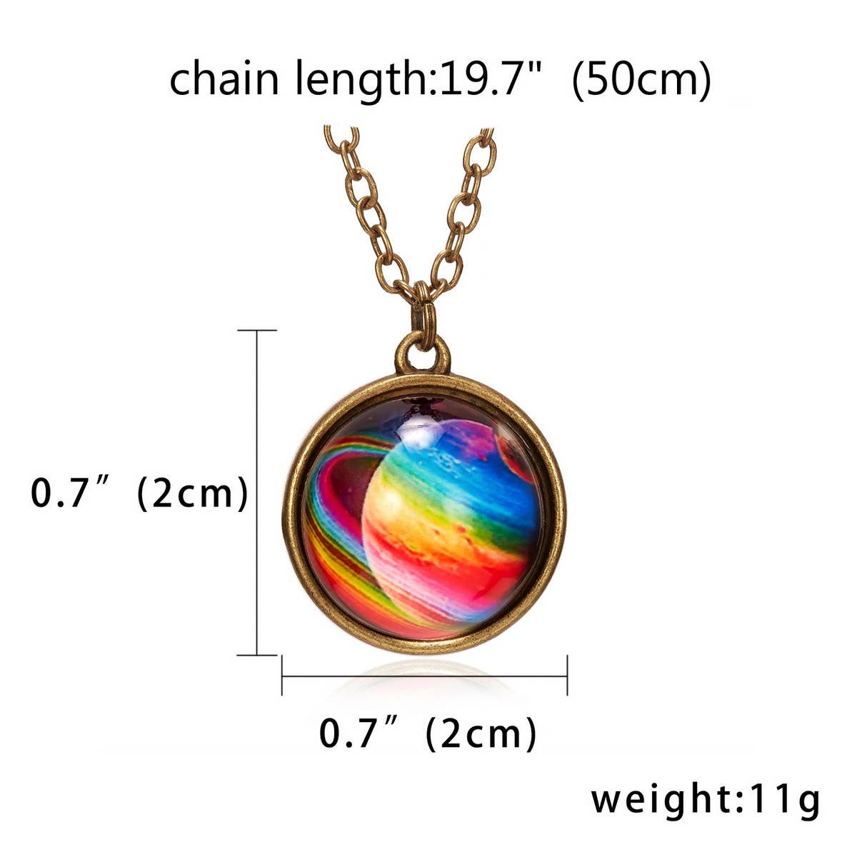 Double sided universe starry night necklace