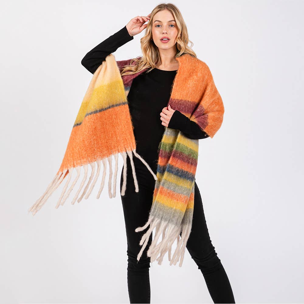Brushed Multi Color Stripe Scarf