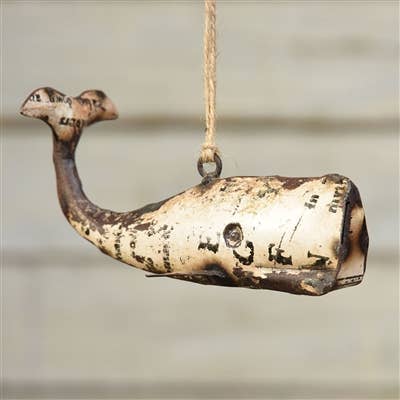 Reclaimed Whale Ornament - White