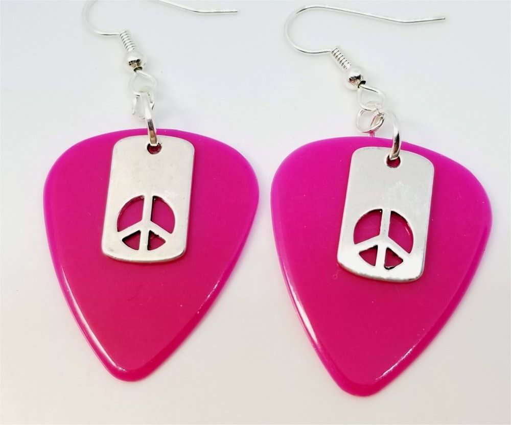 Small Peace Sign Cut Out Charm Earrings