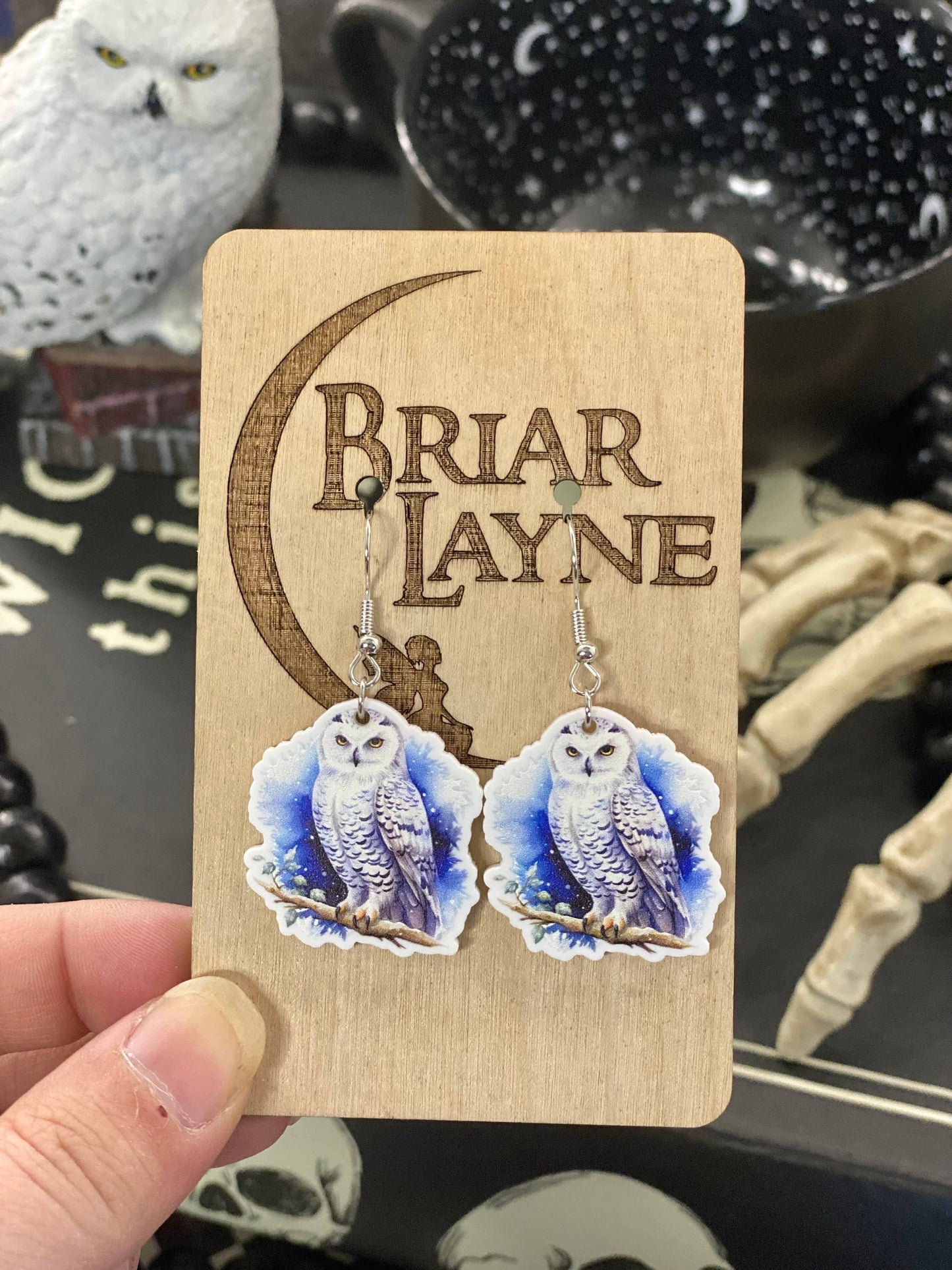 Owl Forest Snow Sanctuary Animal Jewelry Earrings