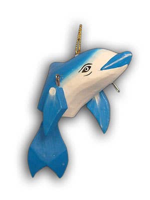 Dolphin wood carved and hand painted  ornaments