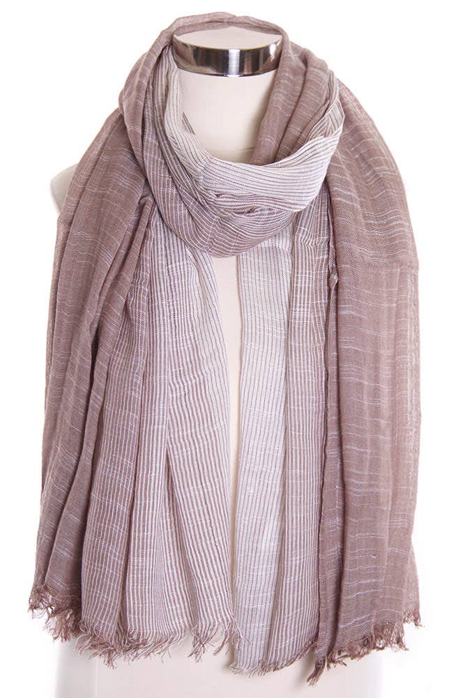 Two Tone Stripe Textured Oblong Scarf