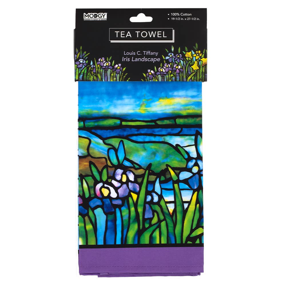 Modgy Cotton Tea Towel-Louis C. Tiffany Iris Landscape