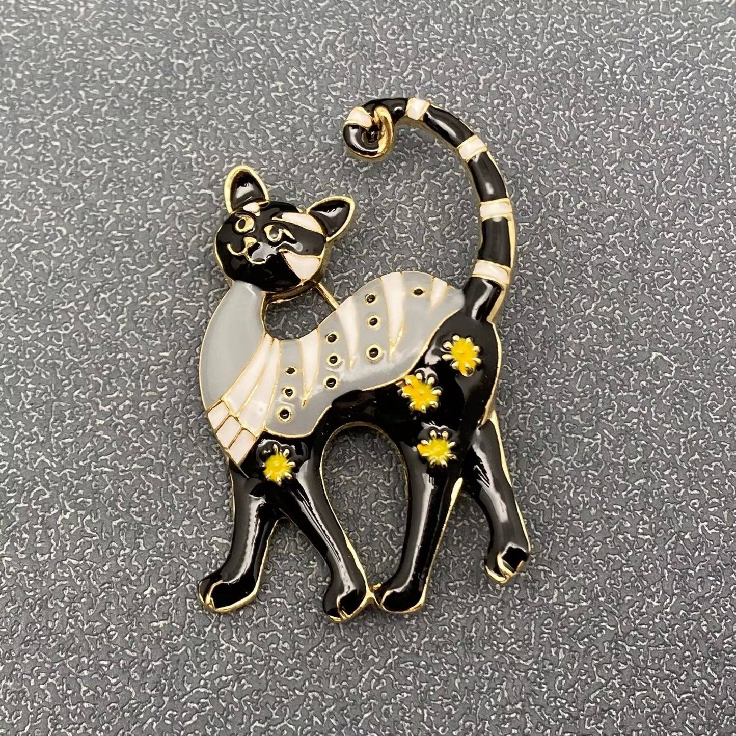 Enamel Cat Brooch