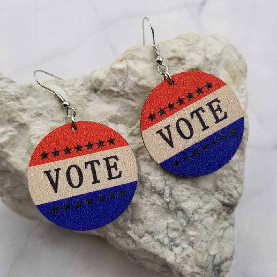 VOTE Patriotic Wood Earrings