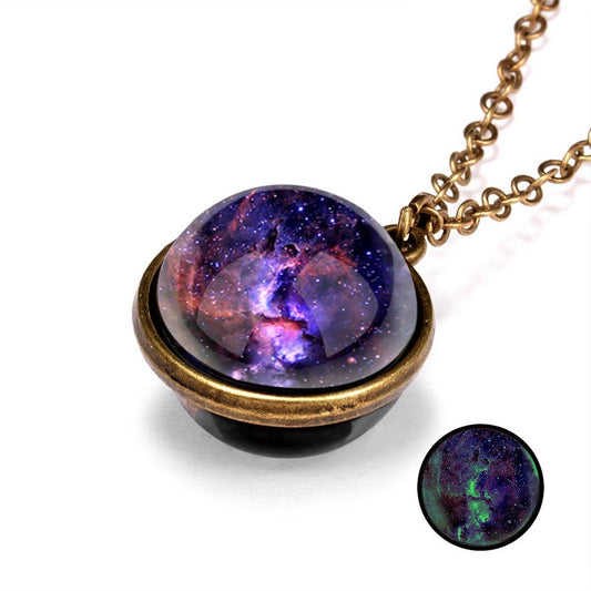 Double sided universe starry night necklace