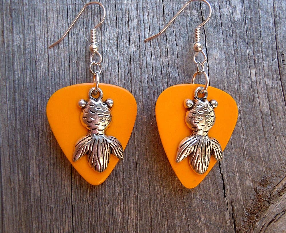 Goldfish Charm Guitar Pick Earrings