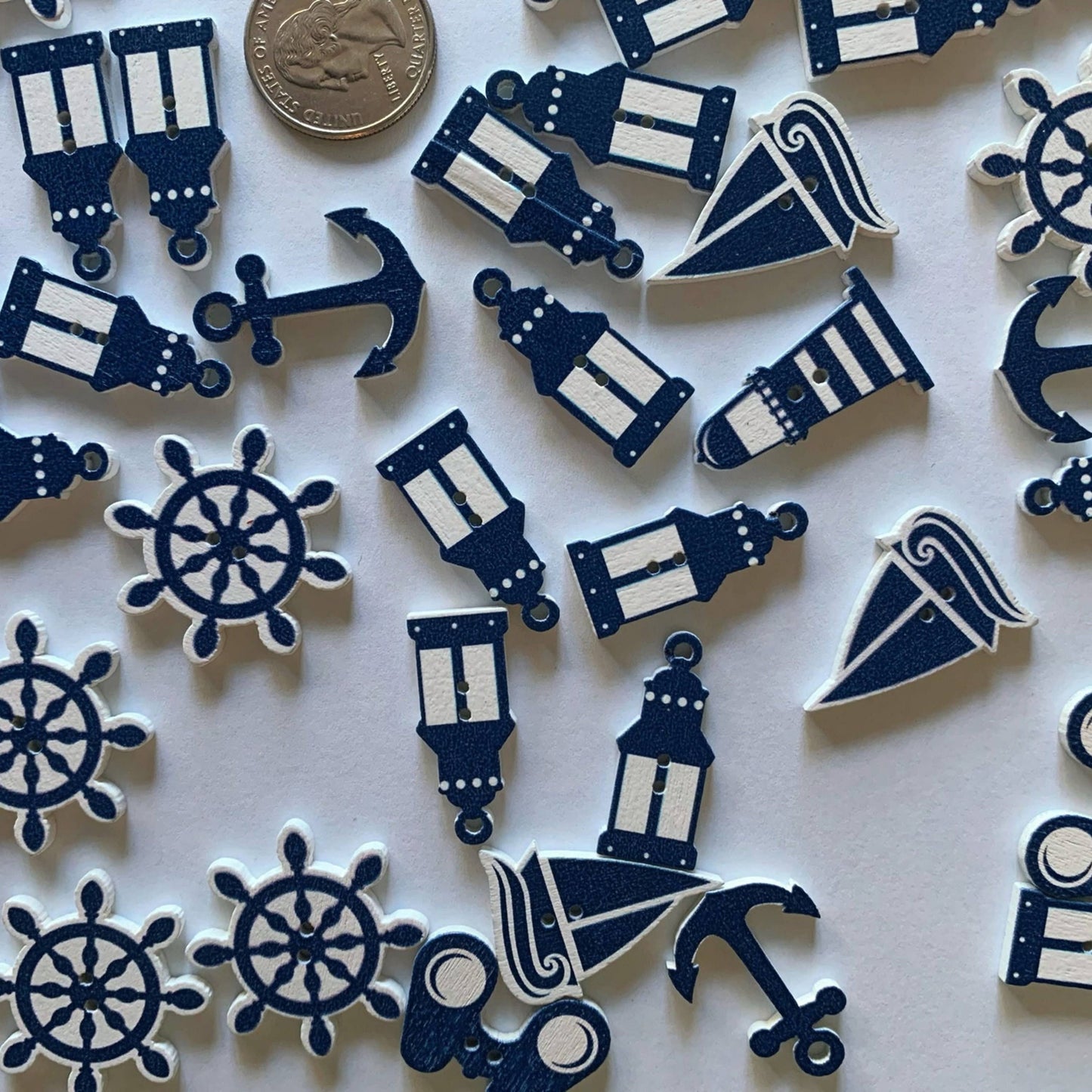Nautical Themed Wooden Buttons