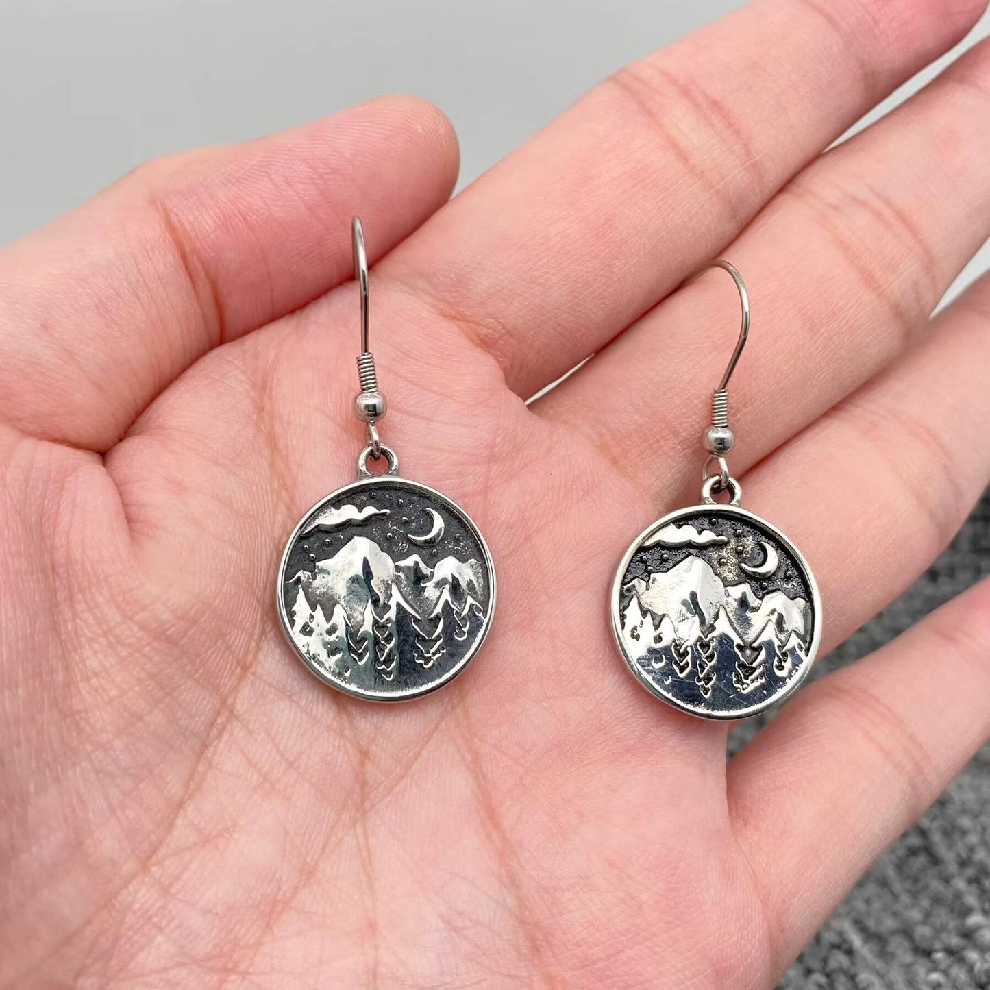 Forest Under Starry Sky Stainless Steel Dangle Earrings