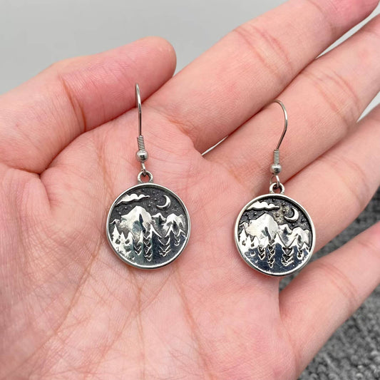 Forest Under Starry Sky Stainless Steel Dangle Earrings