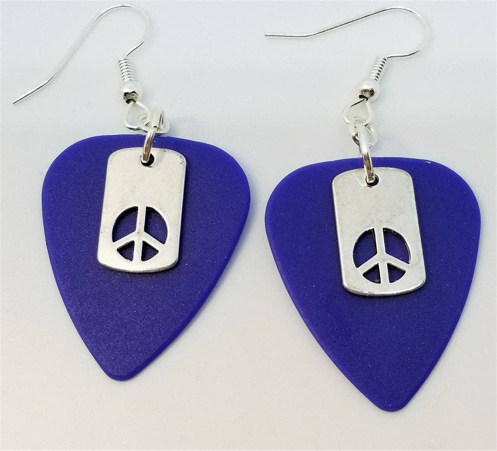 Small Peace Sign Cut Out Charm Earrings