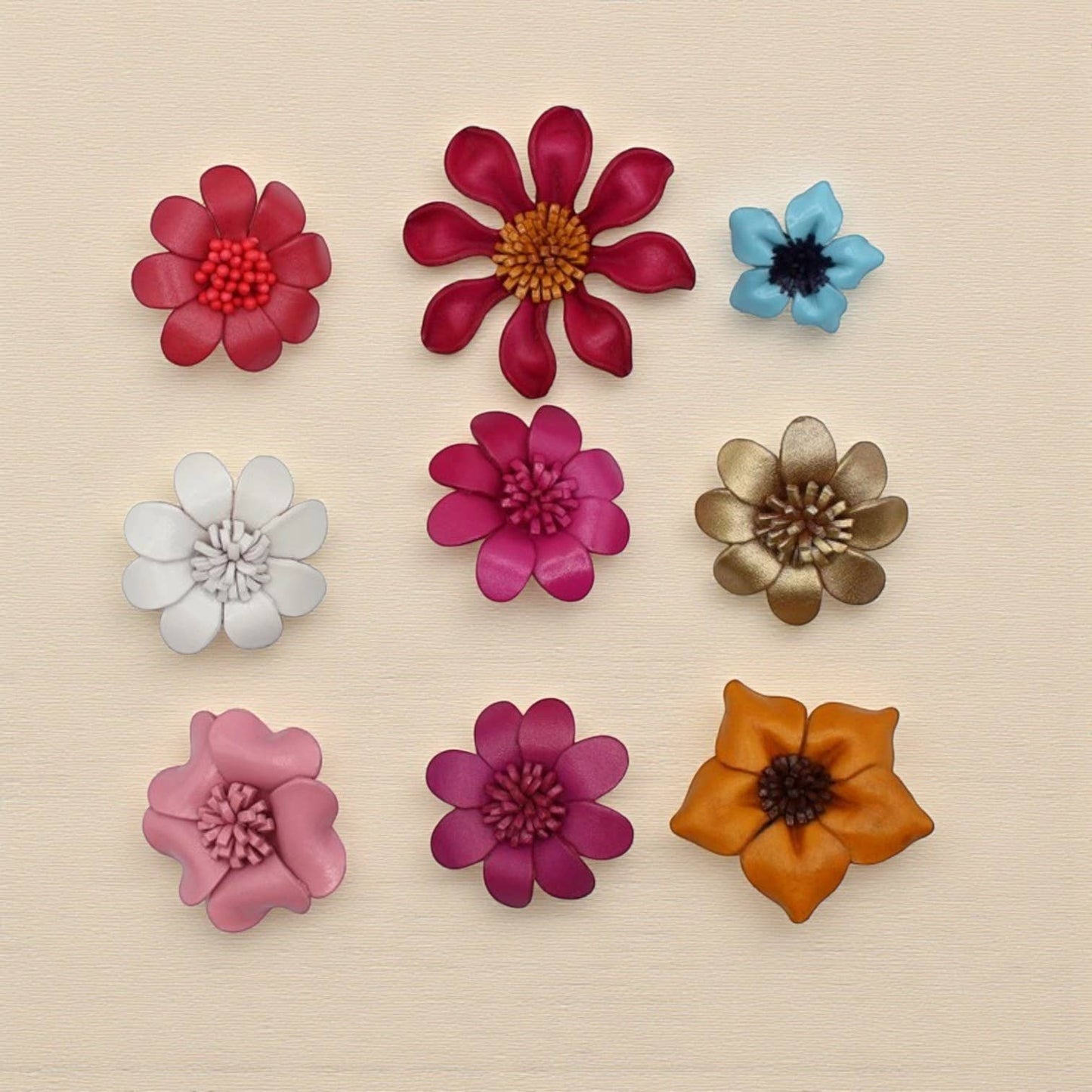 Handmade leather flower assorted pin